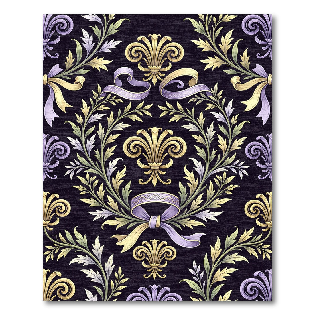 Elegant Pastel Floral Damask Ribbon Rug