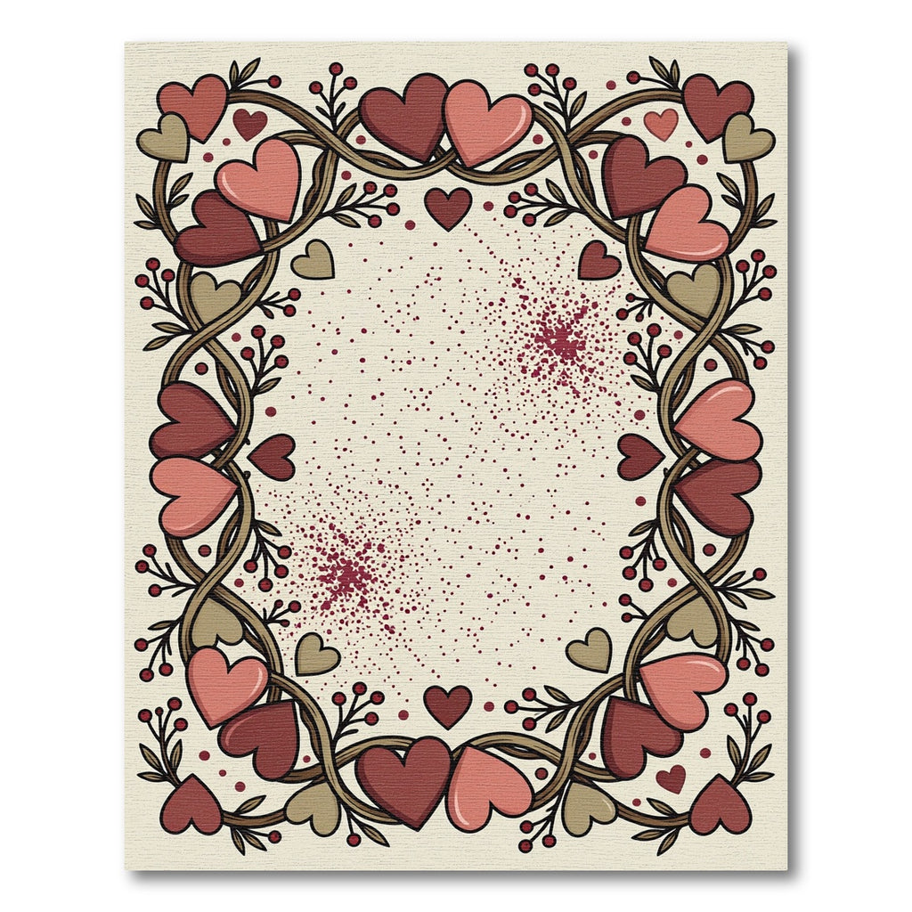 Crimson and Rose Heart Vine Swirl Rug