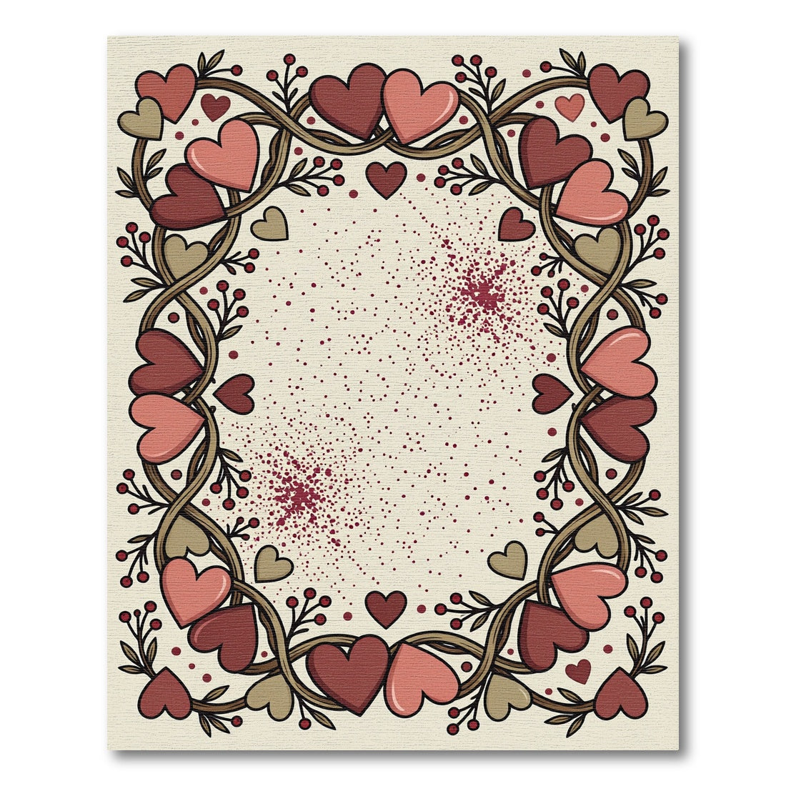 Crimson and Rose Heart Vine Swirl Rug