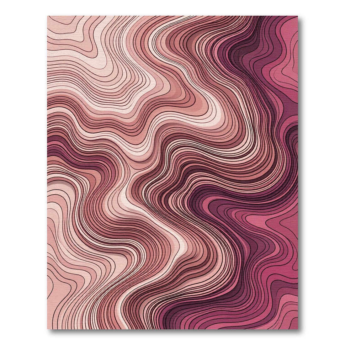 Crimson Pink Abstract Contour Rug