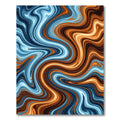 Swirling Copper and Blue Abstract Wave Rug