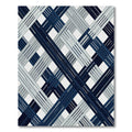 Navy Gray Intersecting Stripe Rug