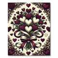 Rich Burgundy White Heart Bouquet Rug