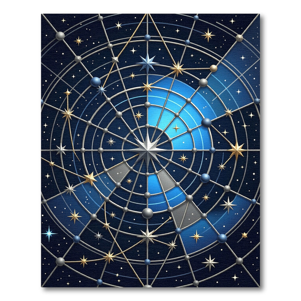 Celestial Navy Gold Star Geometric Rug