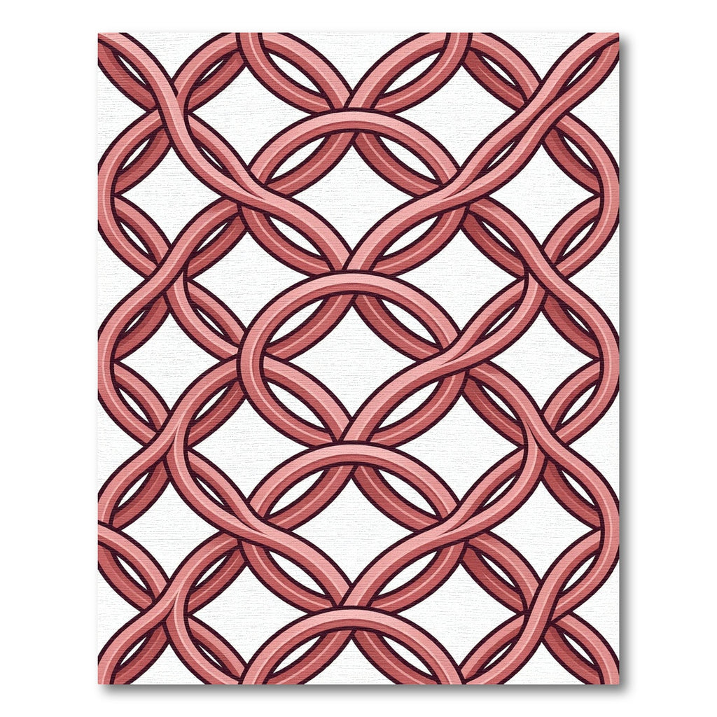 Interlocking Dusty Rose Circular Grid Rug