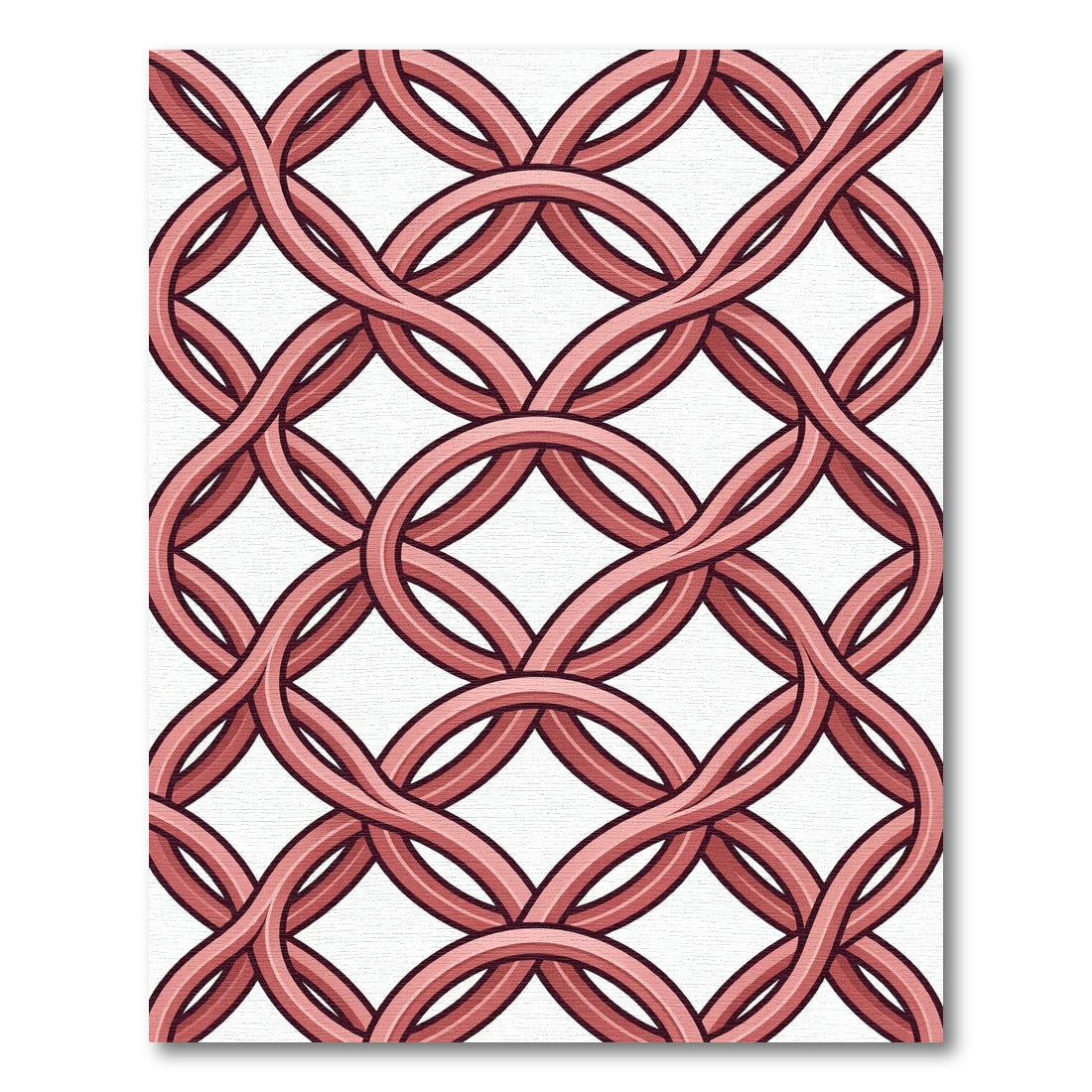 Interlocking Dusty Rose Circular Grid Rug