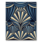 Art Deco Blue Gold Fan Rug