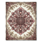 Dusty Rose Ornate Floral Medallion Rug