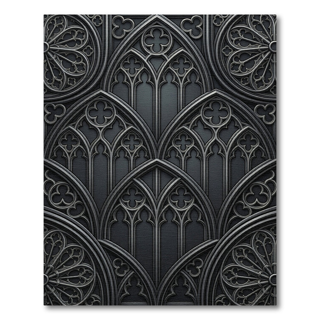 Gothic Arch Window Dark Metallic Rug