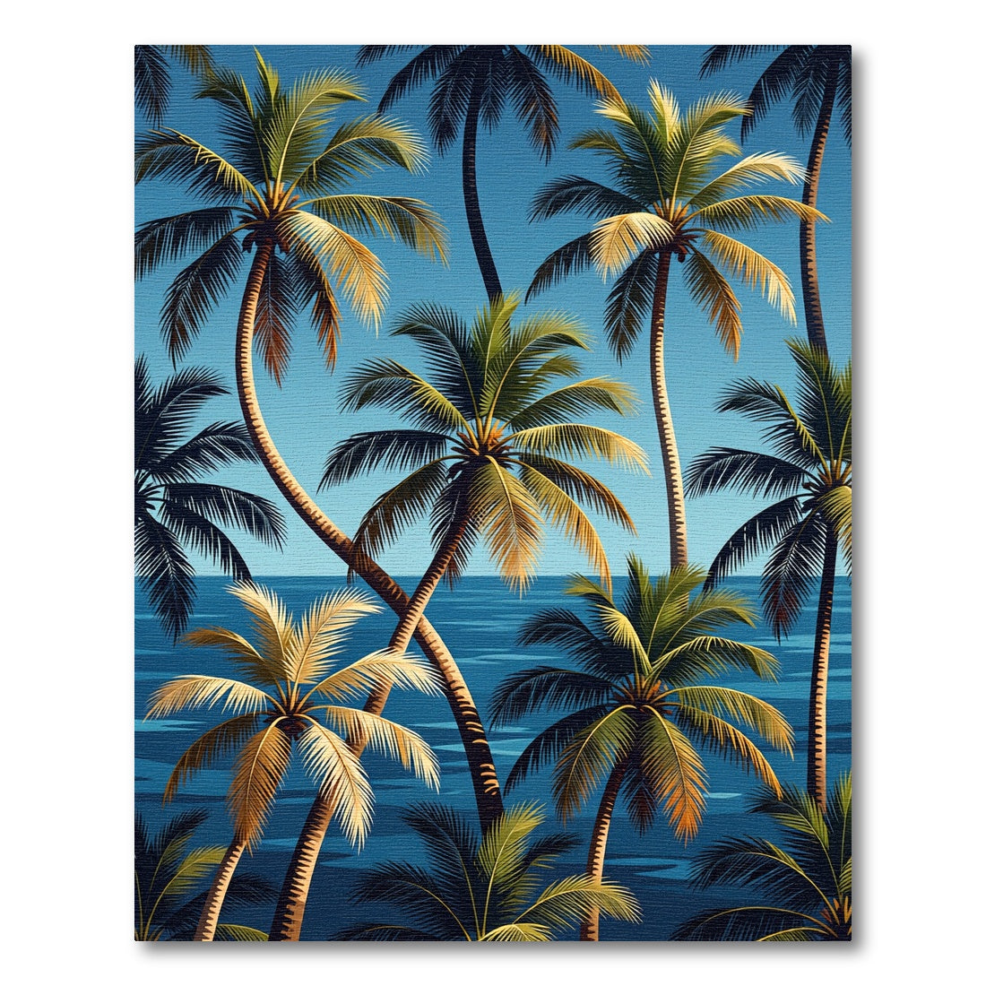 Tropical Palm Island Blue Ocean View Rug