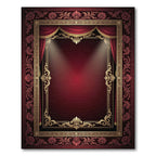 Regal Crimson Gold Ornate Baroque Frame Rug