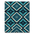 Turquoise Teal Geometric Aztec Diamond Rug