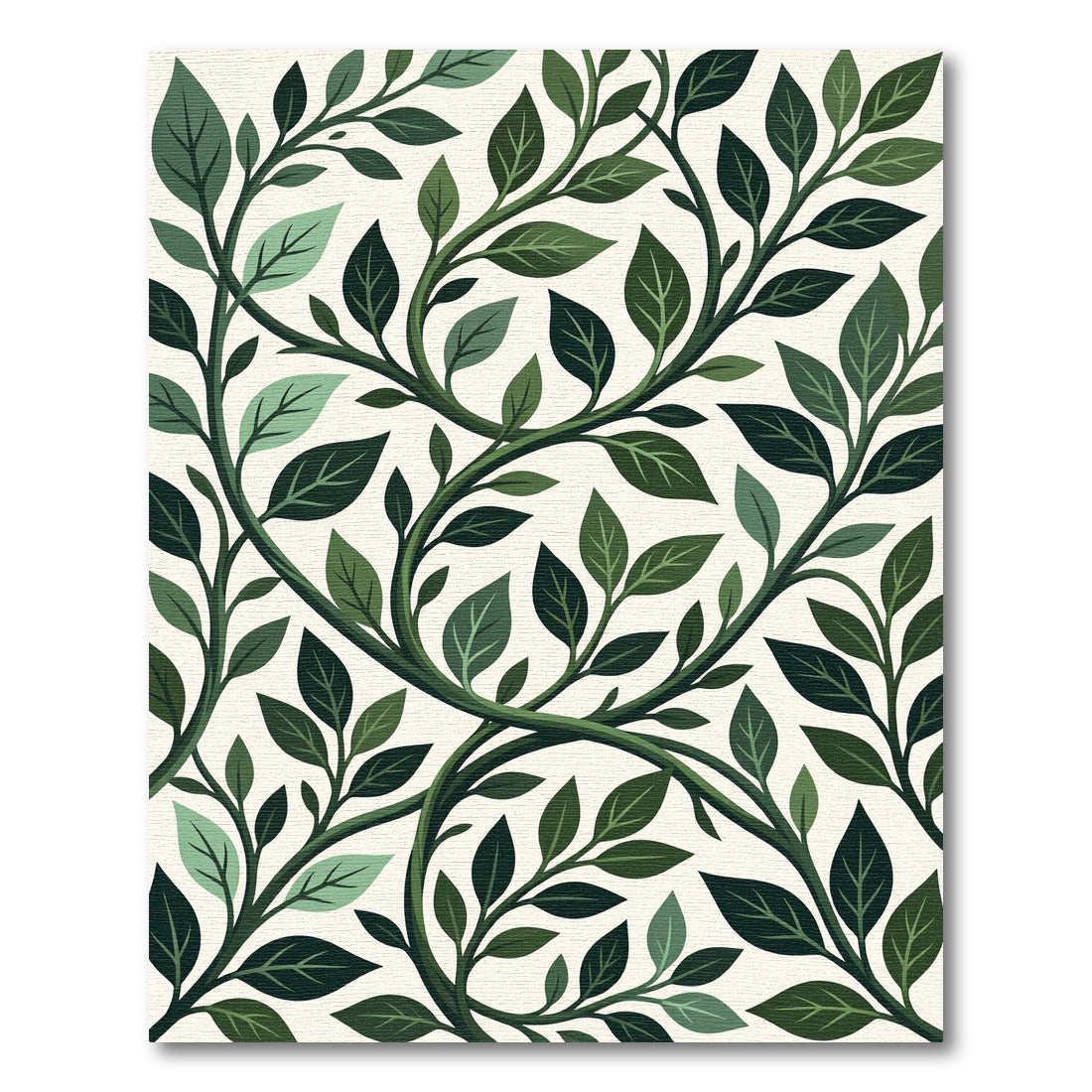 Verdant Green Vine Leaf Swirl Rug