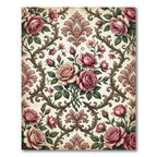 Vintage Dusty Rose Floral Victorian Damask Rug