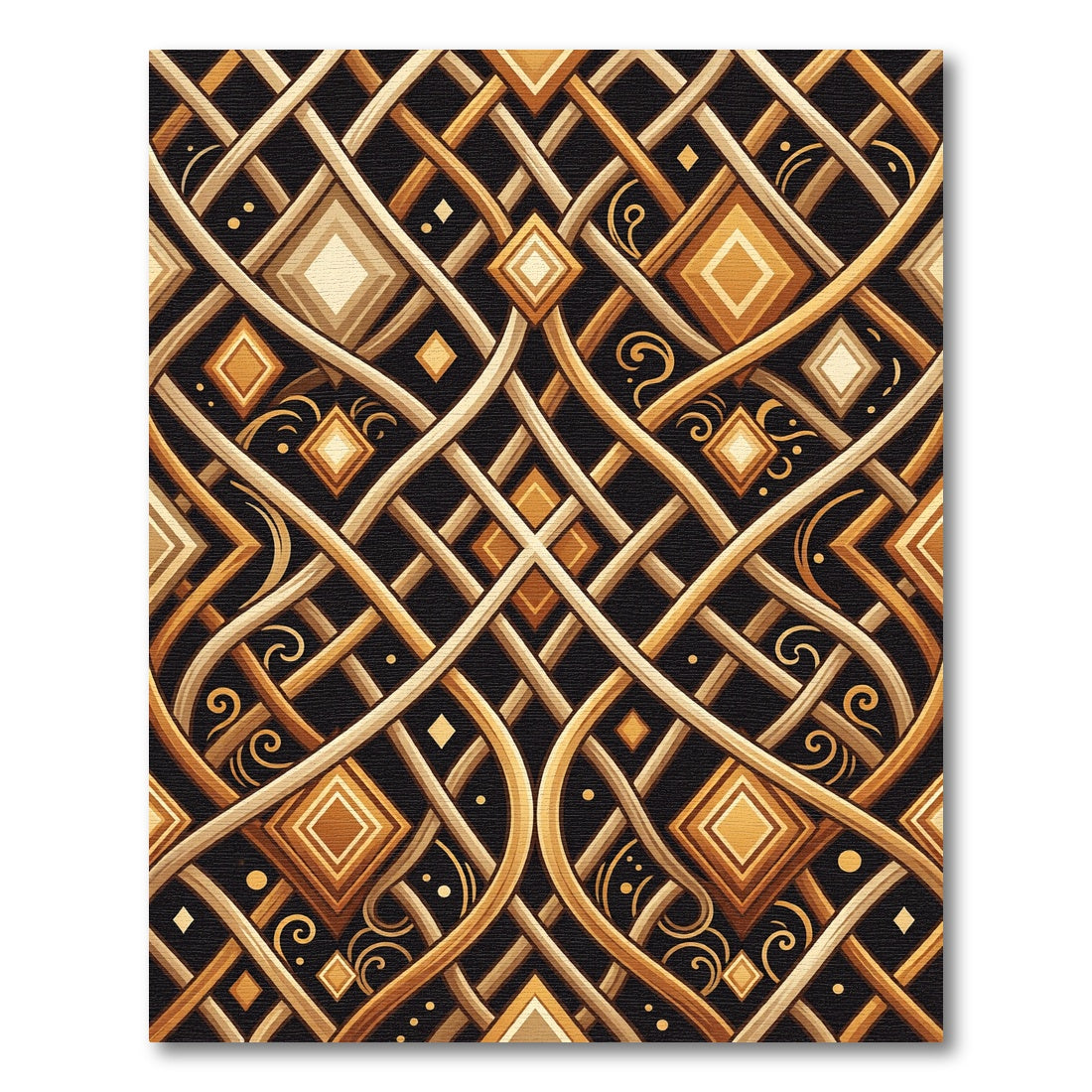 Gold Geometric Lattice Art Deco Rug