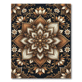 Brown Gold Floral Mandala Statement Rug