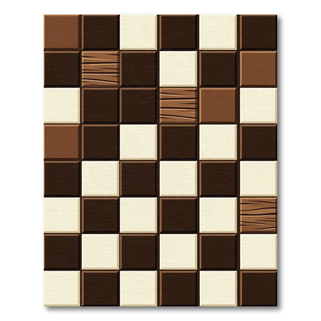 Chocolate Brown Cream Squares Texture Rug