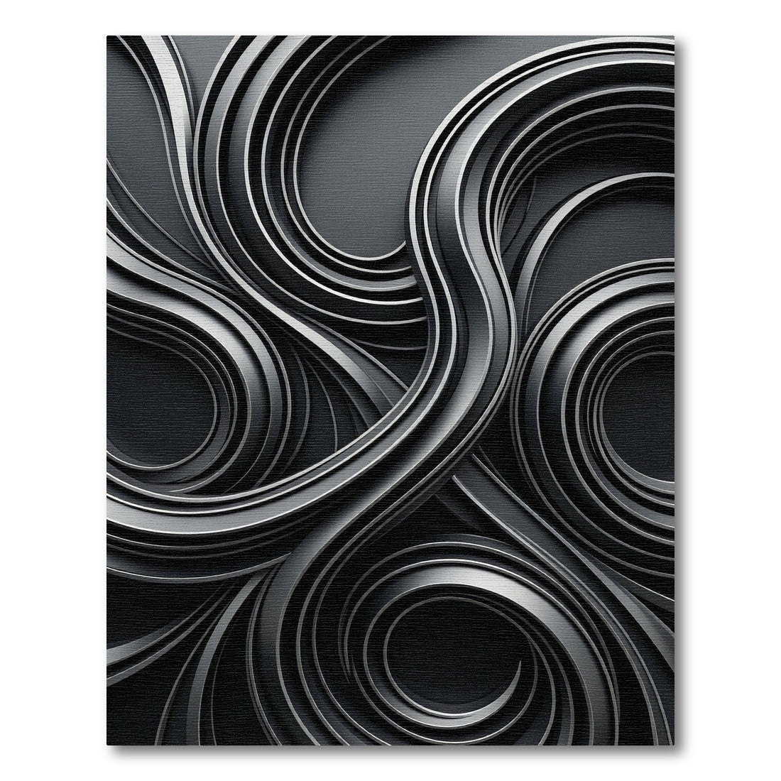 Charcoal Swirl Abstract Metal Ribbons Rug