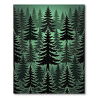 Dark Green Forest Evergreen Trees Rug