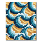 Coastal Blue Overlapping Ocean Wave Decor Rug