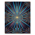 Vibrant Blue Gold Art Deco Starburst Rug