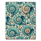 Teal and Gold Coastal Spiral Shells Rug