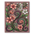Elegant Cherry Blossom Scroll Floral Illustration Rug