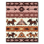 Rustic Brown Wolf Arrow Tribal Rug