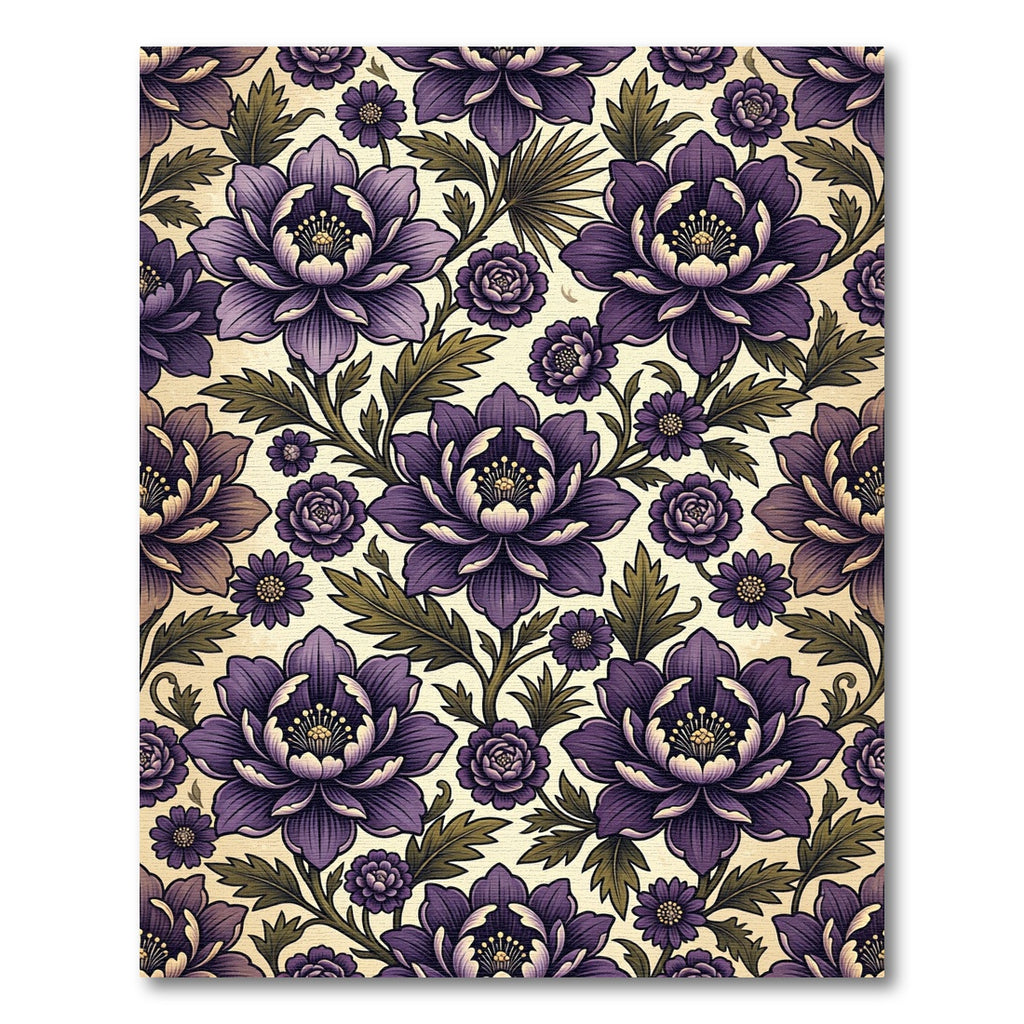 Vintage Purple Floral Botanical Area Rug