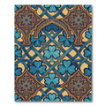 Ornate Gold Blue Clover Trefoil Interlace Rug