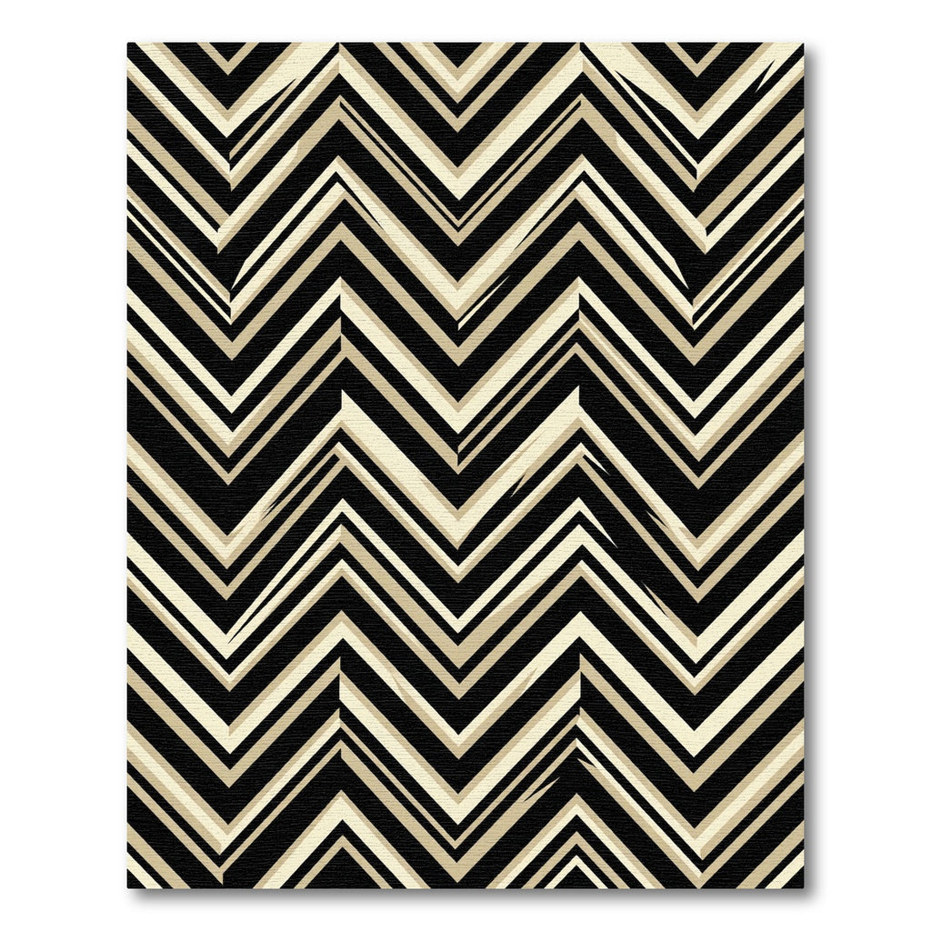 Modern Black and Cream Zigzag Chevron Rug