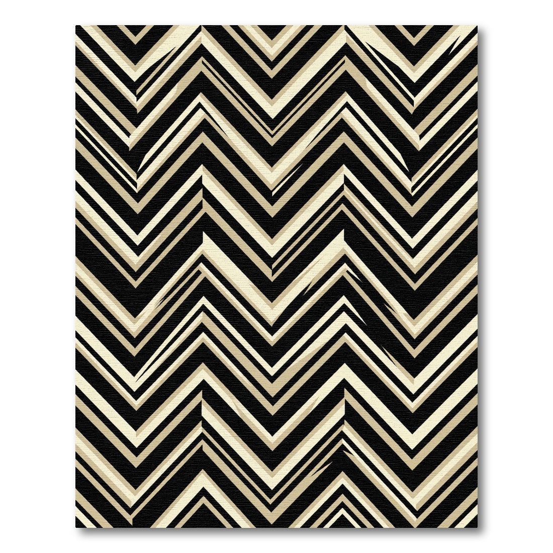 Modern Black and Cream Zigzag Chevron Rug