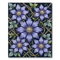 Elegant Violet Clematis Lattice Floral Rug