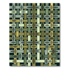 Olive Green Woven Damask Lattice Rug