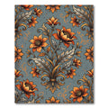 Golden Orange Floral Botanical Damask Rug