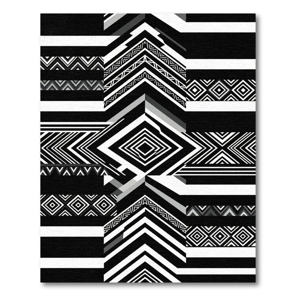 Monochrome Abstract Geometric Diamond Chevron Rug