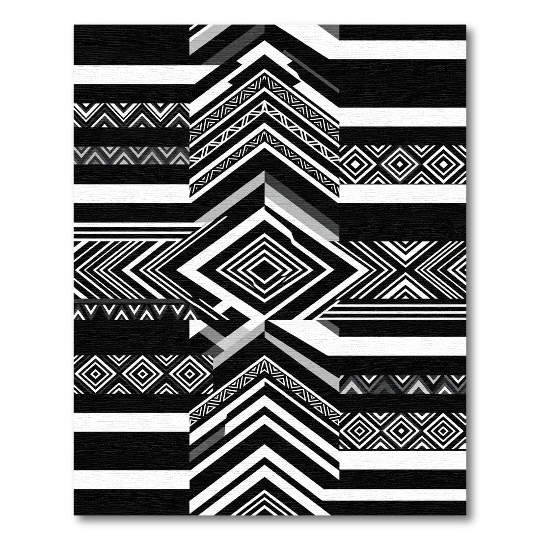 Monochrome Abstract Geometric Diamond Chevron Rug