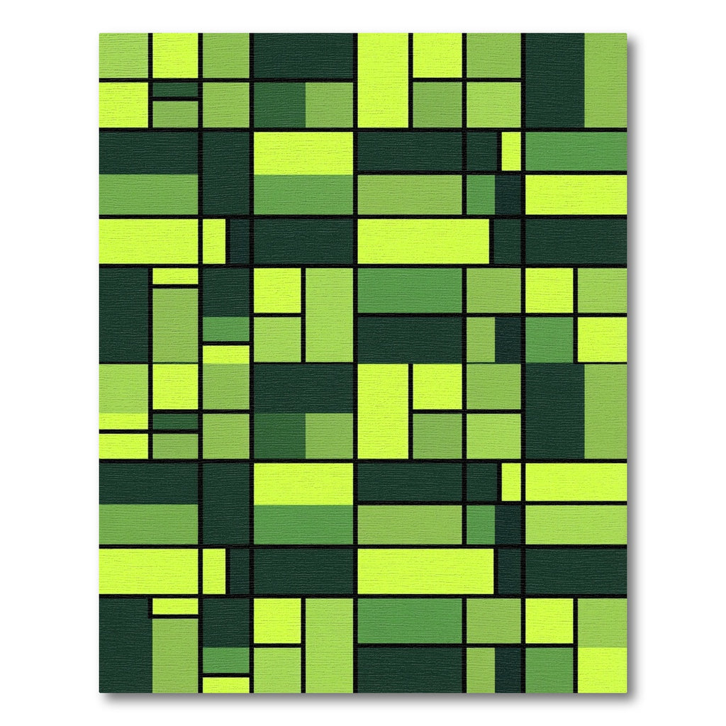 Lime Green Abstract Geometric Rectangles Rug