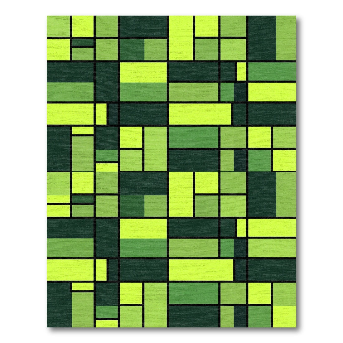 Lime Green Abstract Geometric Rectangles Rug