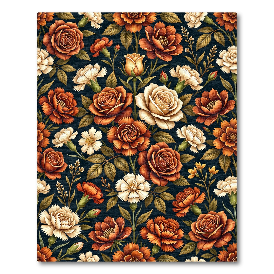 Autumnal Floral Rose Garden Rug