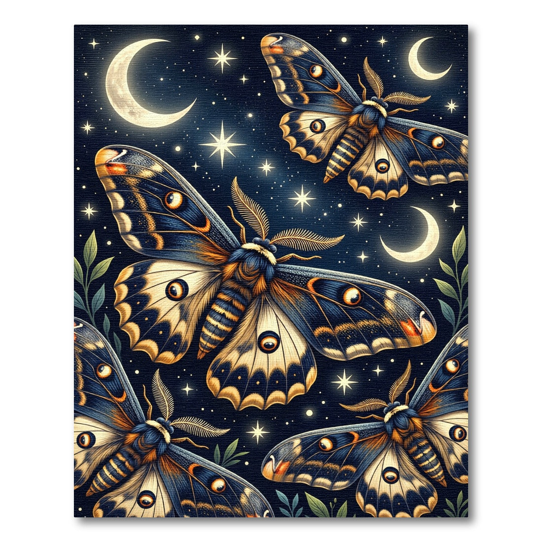 Midnight Moth Celestial Night Sky Rug