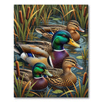 Vibrant Mallard Pond Wildlife Scene Rug