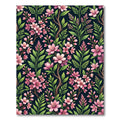 Delicate Pink Blossom Branch Floral Dark Rug