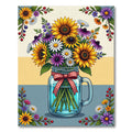 Vibrant Sunflower Bouquet Mason Jar Art Rug