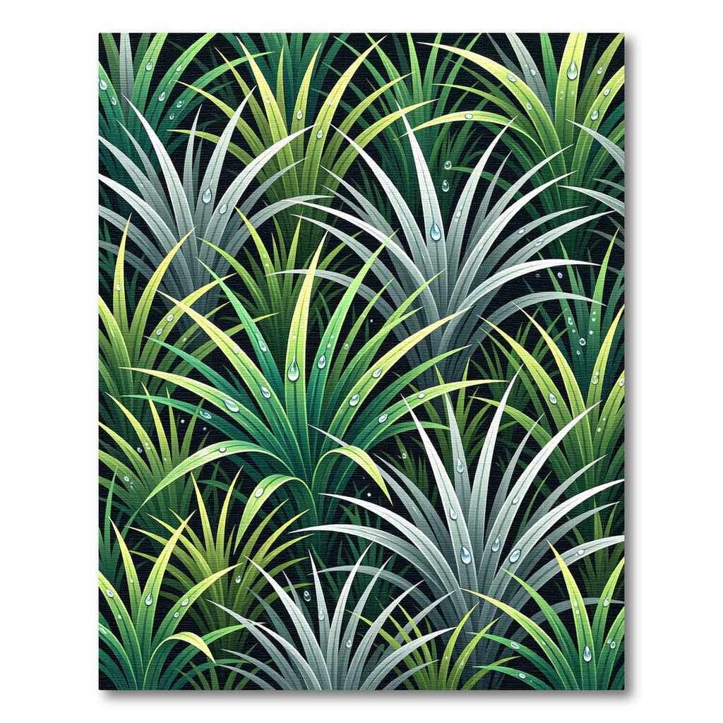 Lush Green Tropical Dewy Foliage Rug