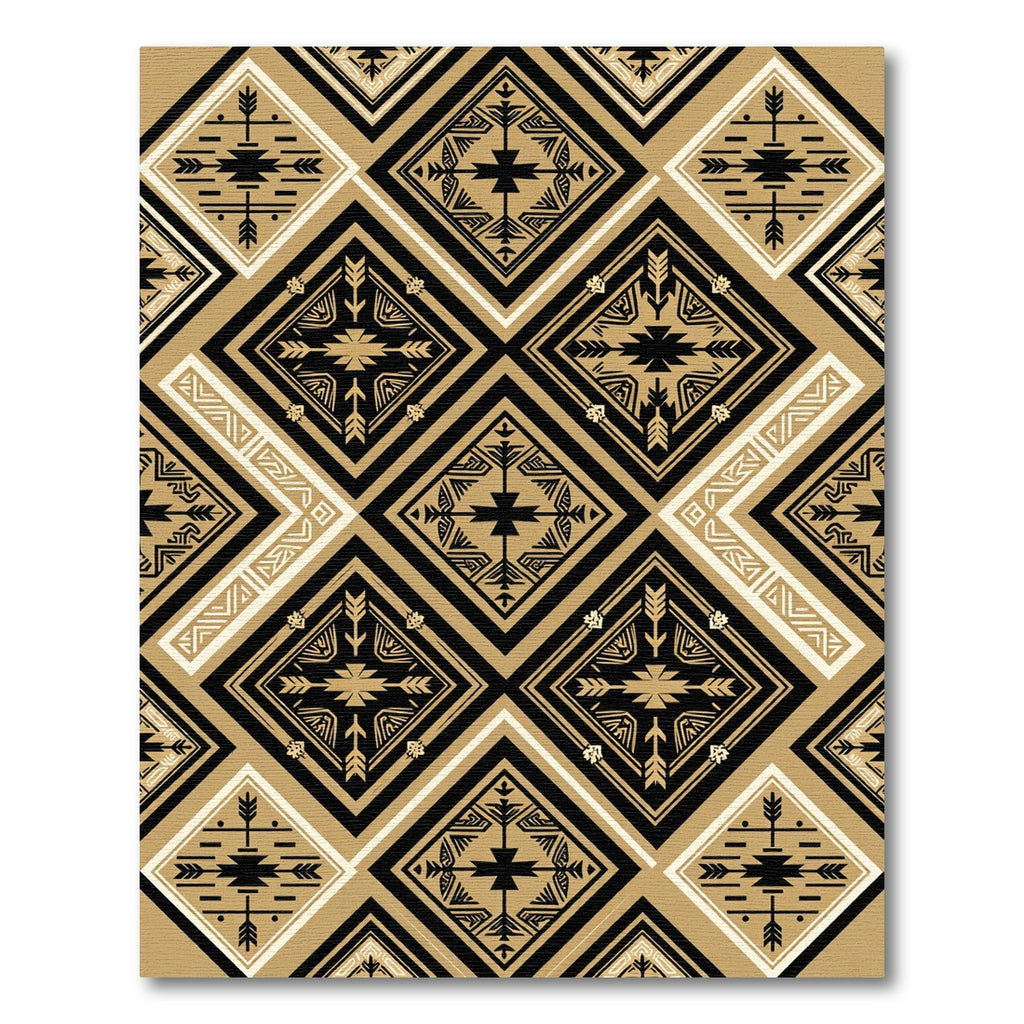 Bold Black Geometric Diamond Rug