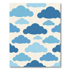 Playful Sky Blue Cloud Arrangement Rug