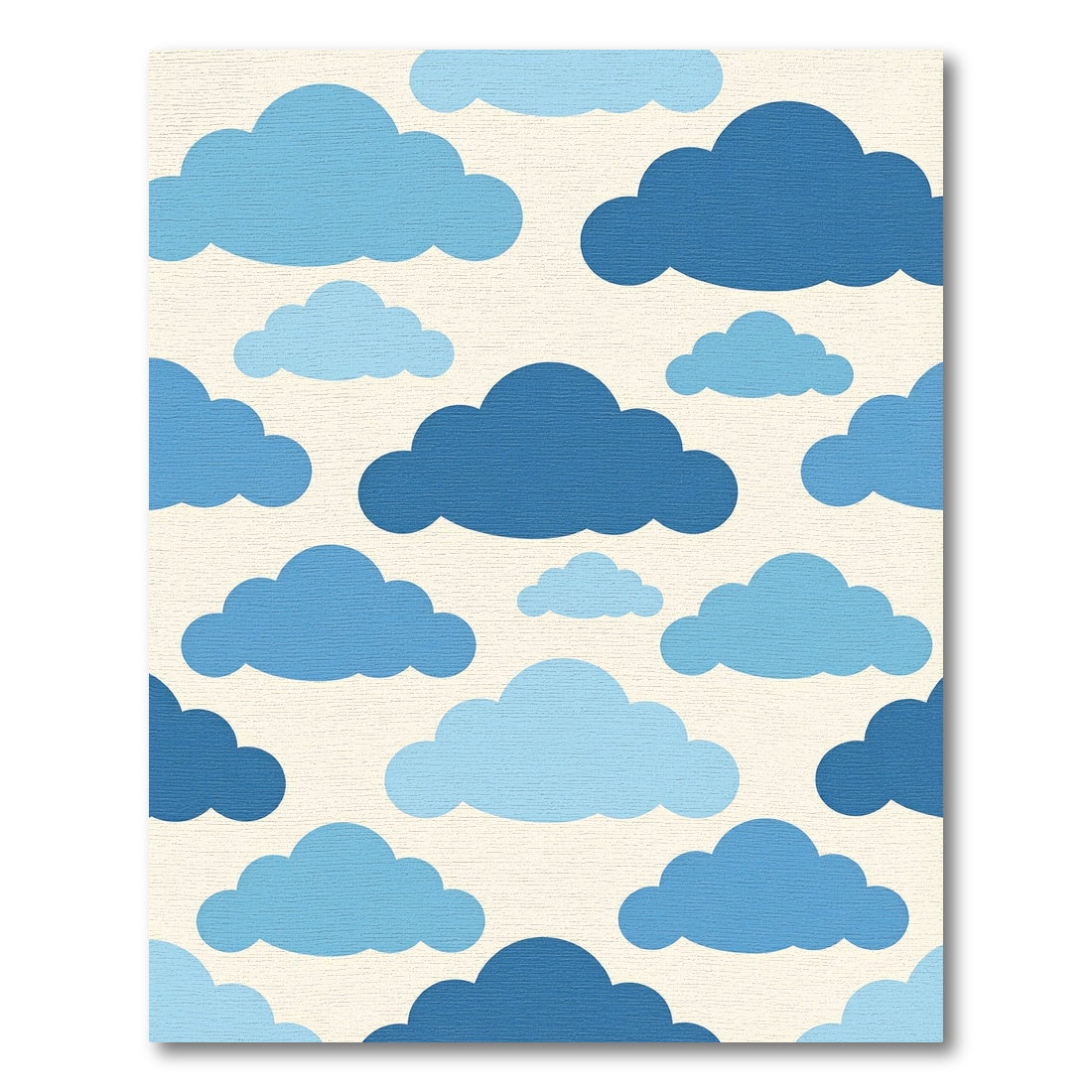 Playful Sky Blue Cloud Arrangement Rug