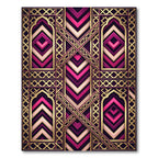 Magenta Gold Geometric Arched Lattice Rug