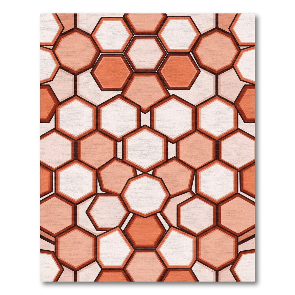 Terracotta Segmented Geometric Honeycomb Rug